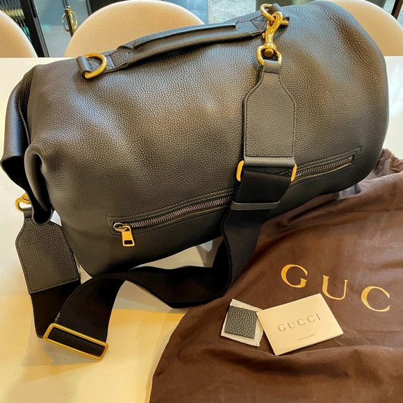 Gucci Black Leather Bag / Duffle 365284 with aged gold tone hardware - Picture 1 of 17